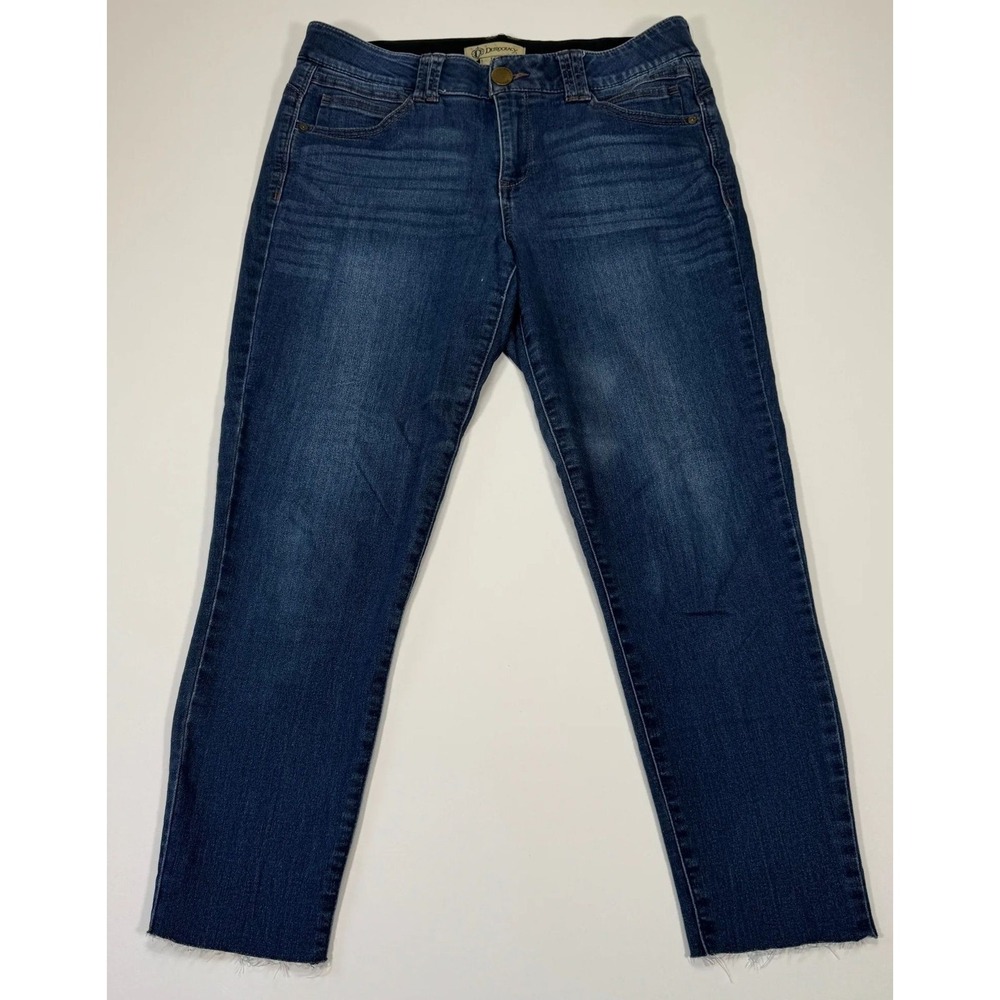 Democracy Ab Solution Cropped Jeans Womens 10 33x24.5 Dark Wash Raw Hem Stretch